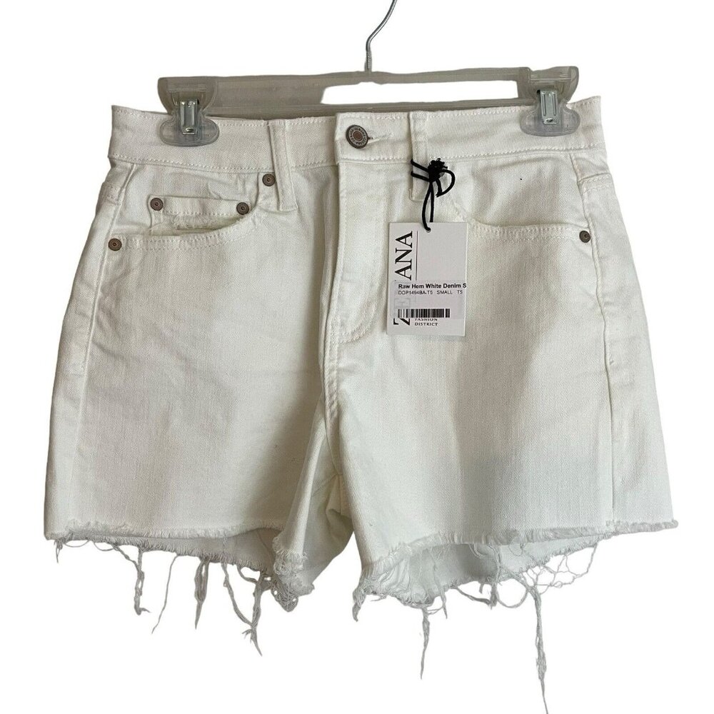 NWT Zenana White Raw Hem Women’s Denim Shorts Size Small S